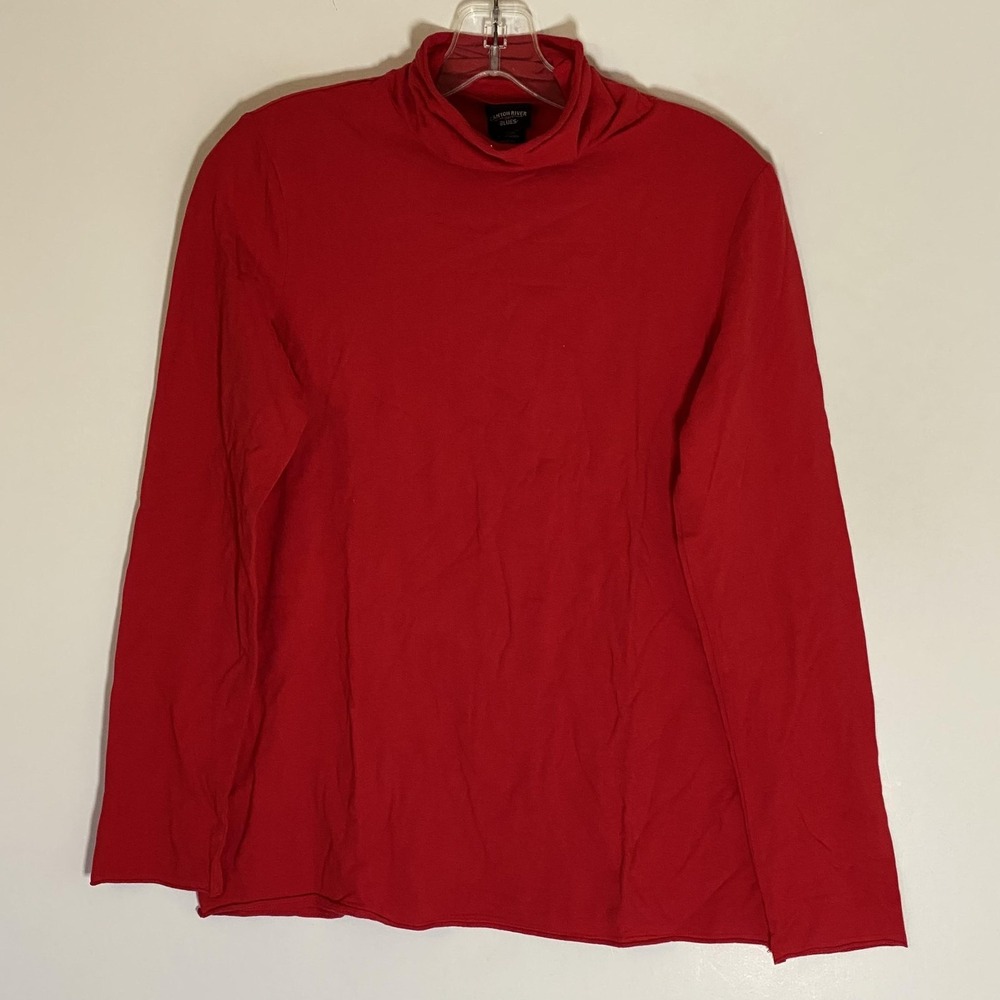 Canyon River Blues Shirt Womens Medium Red Turtleneck Long Sleeve Tee Stretch